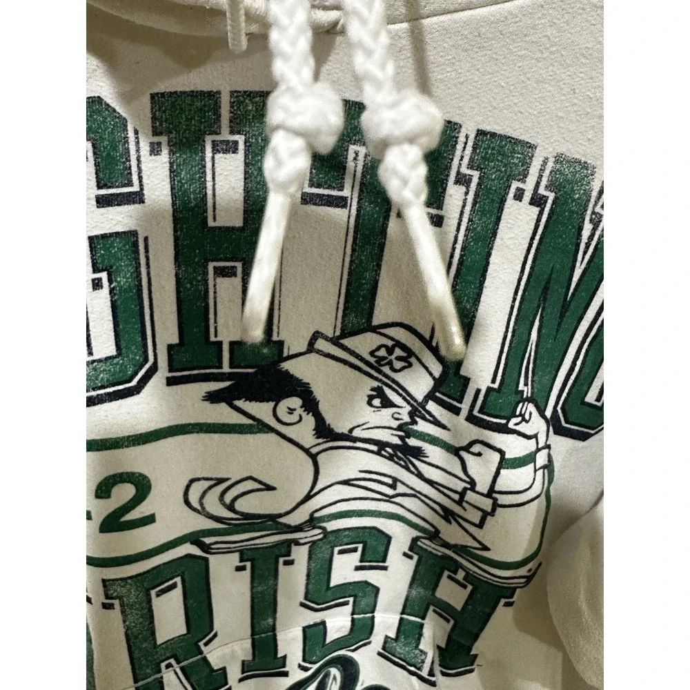 Notre Dame Fighting Irish Champion Hoodie Medium White Eco Fleece Logo‎ Pullover